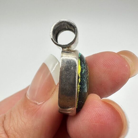 Stamped Mexico 925, sterling silver, Dichroic Glass pendant! - Picture 6 of 8